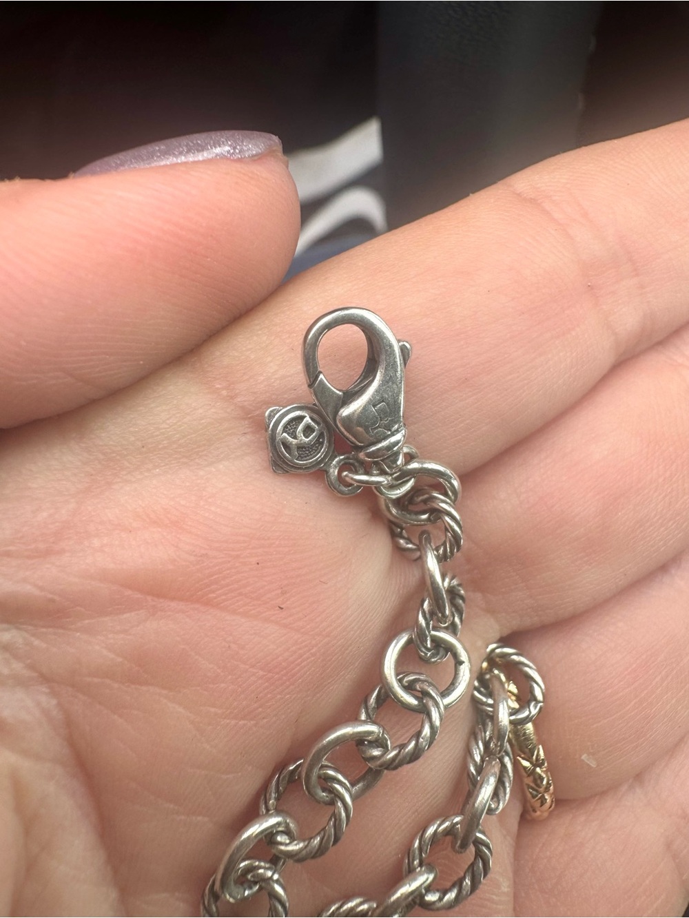 David Yurman Sterling Silver & 14K Gold Puffy Heart Charm Bracelet - Picture 7 of 9